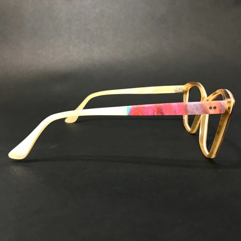 Vintage NOMIS Eyeglasses Frames 19-4/060 Buffalo Horn Brown Green Red 57-15-135